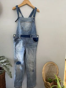 CAT & JACK Girls' XS (4-5) DENIM BIB OVERALLS Distressed BLUE Target E4 - Picture 1 of 5