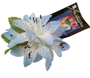 Flower hair clip Tiger Lily Blue silk flower - Hawaiian flower clip - 97030-Blue - Picture 1 of 6