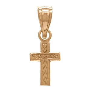 14k Rose Gold Small Cross Charm Pendant Religious 0.5 gram - Picture 1 of 3