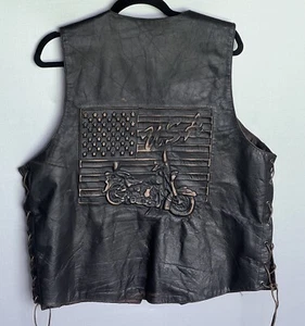 Gilet Moto Unik Premium (Uomo Taglia 44 X-Large) Nero/Marrone U.S.A. Abbigliamento Biker - Foto 1 di 24