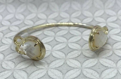 Kendra Scott Andy Adjustable Cuff Bracelet ivory mother of Pearl Gold Tone USED - Image 1 of 4
