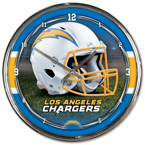 Los Angeles Chargers Chrome Round 12" Wall Clock Battery Helmet Logo WinCraft® Cover