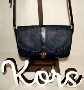 Rare Michael Kors Handbag Purse 32S6GCMC2B Crossbody MK Navy Blue Leather Flap - Imagen 1 de 15