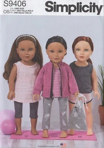 BAMBOLA 18" ragazza vestiti tempo libero modello cucito semplicità 9406 americana NON TAGLIATA - Foto 1 di 2