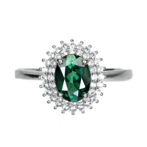 Silver Ring Green Topaz Genuine Natural Gem Solid Sterling Size Q 1/2 US 8.5 - Picture 1 of 24