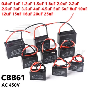CBB61 Fan Motor Running Start Capacitor 0.8 1 2 3 4 5 6 8 10 12 15-25uF AC 450V - Picture 1 of 31