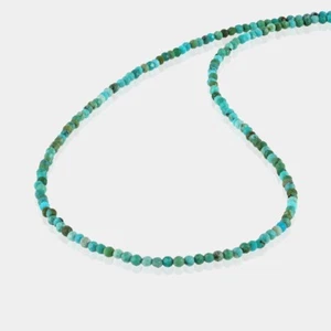 Natural Irani Turquoise Faceted Round Gemstone 18" Beaded Elegant Women Necklace - Picture 1 of 8