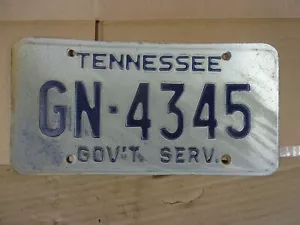 Vtg Tennessee Government Service License Plate Vehicle Truck Car Embossed Tag TN - Picture 1 of 2