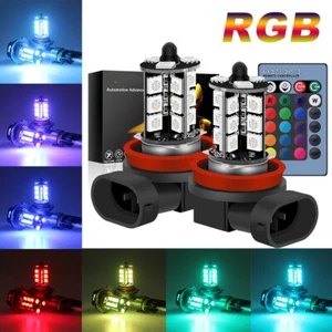 2Pcs H11 H8 5050SMD RGB Colourchange LED fog light bulbs remote control 12v - Picture 1 of 10