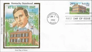 Home State Park Stephen Foster Kentucky Statehood KY USA Colorano Silk FDC 1992 - Picture 1 of 1