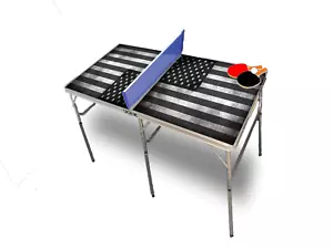 American Flag BW Portable Tennis Ping Pong Folding Table w/Accessories - Picture 1 of 1