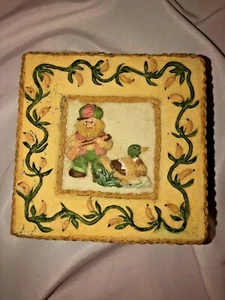 Vintage Ceramic Hunter Duck TIC TAC TOE in a Ceramic Box 5"x5" - Picture 1 of 10