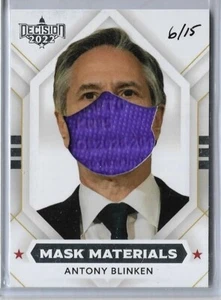 RARE 2022 DECISION SEC OF STATE ANTHONY BLINKEN MASK MATERIALS CARD #8MM ~ 6/15 - Picture 1 of 2