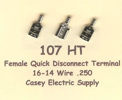 50 High Temperature FEMALE Quick Disconnect QD Terminal #16-14 Wire Gauge .250 - Image 1 of 2