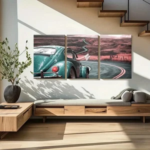 Arte de pared moderno paisaje de viaje en automóvil vintage 3 piezas lienzo sin marco/enmarcado - Imagen 1 de 9