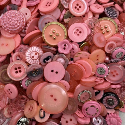 Incredible Mixed Lot Dyed PINK Premium Buttons All Sizes For Embellishments - Image 1 of 4