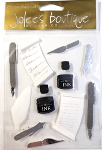 Writing Instruments Fountain Pens Ink Paper Scroll Quill Jolee's 3D Stickers - Picture 1 of 1