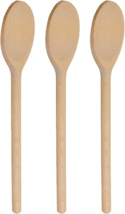3PCS 12 Inch Long Wooden Spoons, Handle Cooking Mixing Oval Brown - Picture 1 of 9