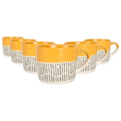 6x gelb 450 ml getauchtes Armaturenbrett Kaffeetassen Große Keramik -Teetassen - Bild 1 von 4