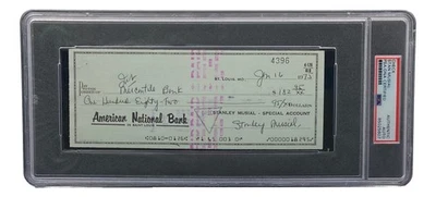 Stan Musial St. Louis Cardinals Signed  Bank Check PSA/DNA 85025607 - Image 1 of 4