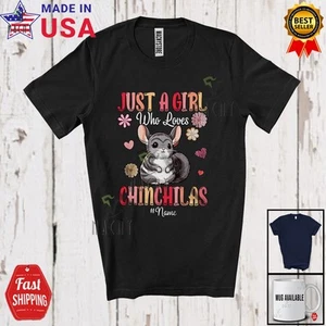 Nombre Personalizado Niña Que Ama Chinchillas; Camiseta Floral Verano Flores Animal - Imagen 1 de 7