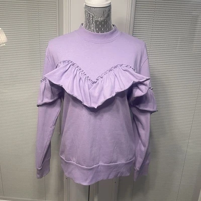 Женский фиолетовый пуловер Topshop с оборками толстовка винтаж 80-е Mom Vibes США 10 - Изображение 1 из 4