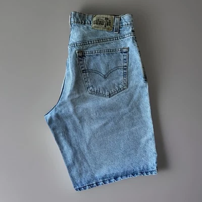 Vintage Levis Silver Tab Denim Shorts 32 Blue 90s Light Wash Made in USA - Image 1 of 4