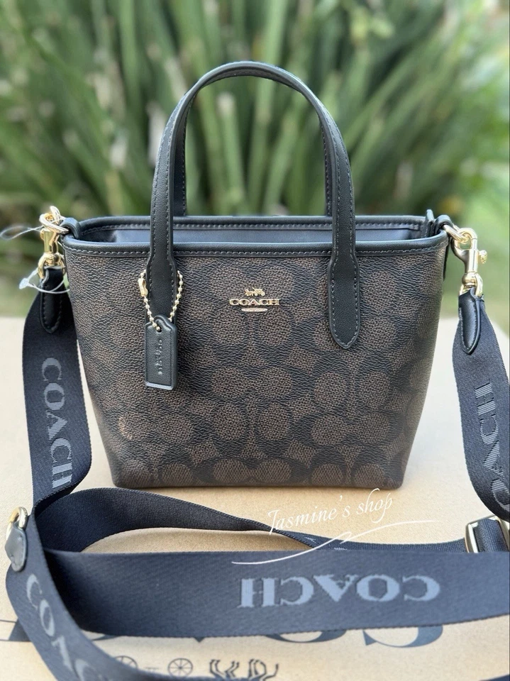 Coach CW032 City Mini Shoulder Tote Bag Signature Canvas White/Chalk Beige