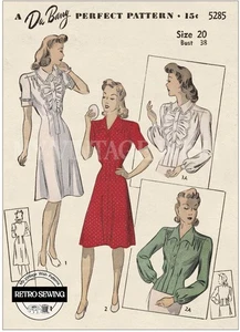 1940s Blouse or Slip Dress Vintage Sewing Pattern Bust 38 - Picture 1 of 2