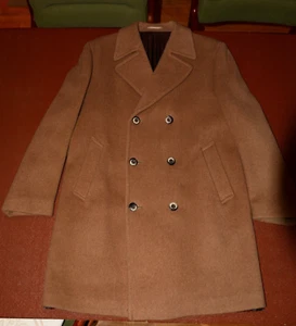 VINTAGE zweireihiger Woll-Trenchcoat karamellbraun Herren Medium 40/42" Brustumfang - Bild 1 von 8
