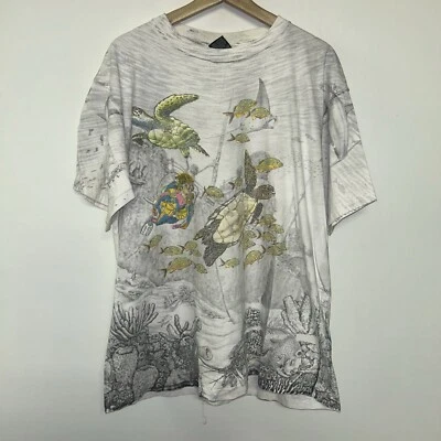 Camiseta vintage años 90 Underwater Diver Aop, gráficos arco iris, talla XL Foto 1 de 3