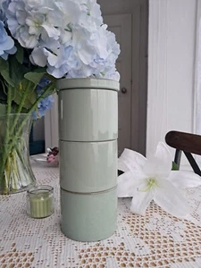 Next Sage Green Multi Set of 3 Stacking Storage Jars kitchen Tea Coffee Biscuits - Picture 1 of 7