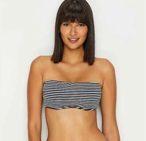 Lauren Ralph Lauren Bikini Top Womens Size 12 Navy Stripe Underwire Bandeau - Picture 1 of 1