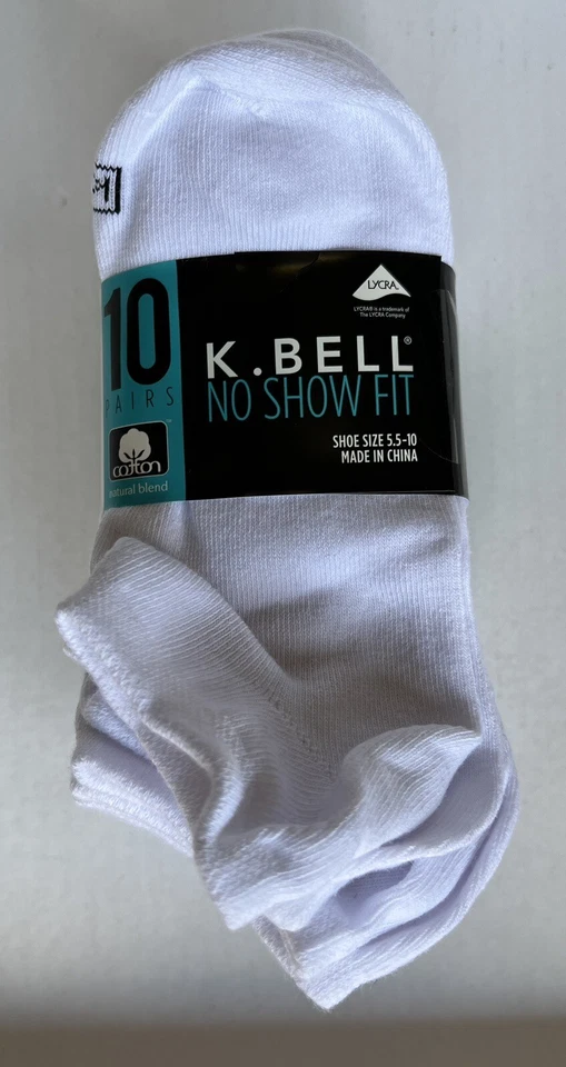 Женские носки K. Bell No Show, размер обуви 5,5–10, 10 пар, белые - Изображение 1 из 4