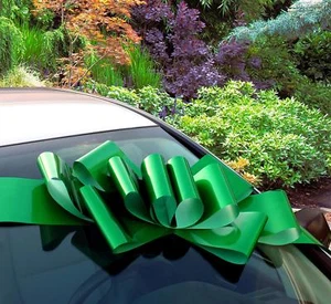 Big Emerald Green Car Bow - 25" Wide, Fully Assembled, Fall, Christmas, Gift Bow - Picture 1 of 3