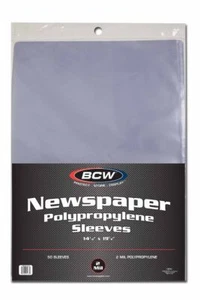 1 pack of 50 BCW 14 ⅛" x 19 ⅛" Newspaper Sleeves - Picture 1 of 1