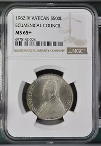 1964 Vatican Silver 500 Lira Ecumenical Council - NGC MS 65+ - Picture 1 of 2