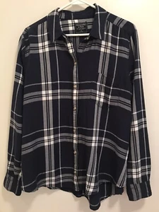 Abercrombie & Fitch Mädchen Langarmhemd marine & weiß kariert Knopfleiste Gr. XL - Bild 1 von 5