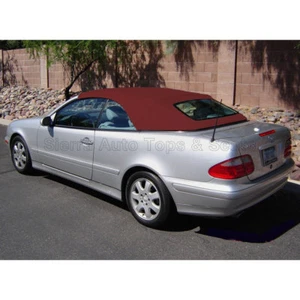 Fits: Mercedes CLK Convertible Top 99-03 w/o Window, Burgundy Cloth - Picture 1 of 3