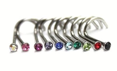 20 g (0,8 mm) 2 mm Color Cristal Gema Nariz Superior Barra Hueso Anillo Tornillo Piercing Foto 1 de 4