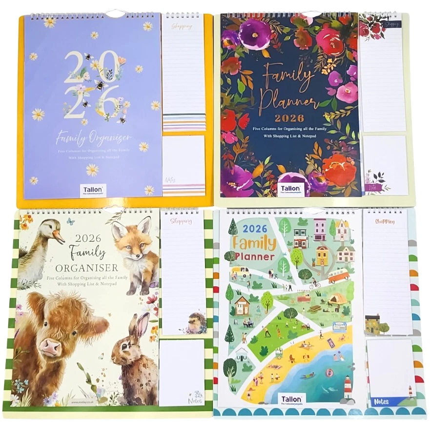 2026 Family Planner 5 Column Calendar Wall Organiser Shopping List & Notepad - Image 1 of 1