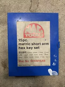 mac tools 15pc. metric short arm hex key set Mac No. SHKM15AB - Picture 1 of 5