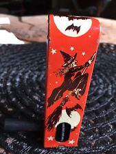 Vintage Halloween metal Witches, Bats, Black cat noisemaker. U S Metal Mfg Co.