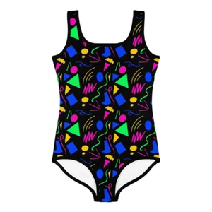 Kids Arcade Carpet Swimsuit #1 - Baby Girl Teens Bathing Suit Retro Video Games - Picture 1 of 18