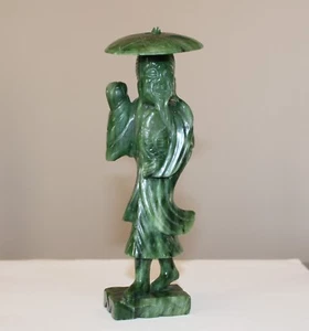 A vintage Chinese Green jade spinach Jade Fish man figure 140 - Picture 1 of 5