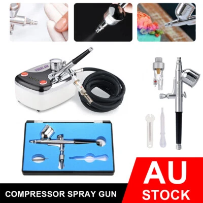 Airbrush Kit with Compressor Dual Action Spray Gun Air Brush Art Tattoo Painting - image 1 of 4