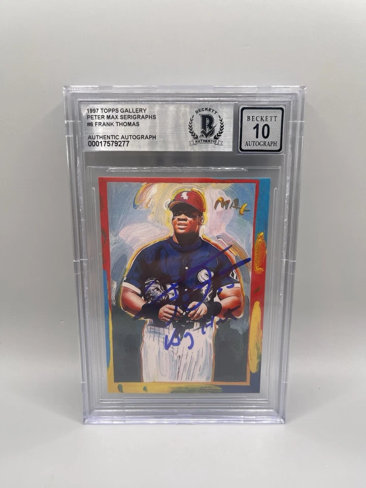 Frank Thomas Signed 1997 Topps Gallery  Peter Max #6 Card Beckett 10 Auto L1 - Image 1 of 2