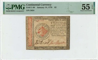 1779 January 14, $2 Continental Currency FR#CC-88 PMG AU55 EPQ - Image 1 of 2