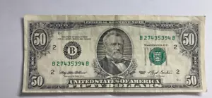 1993 $50 New York Note - B 27435394 B circulated. - Picture 1 of 2