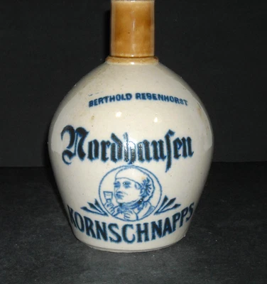Short 7" Nordhaufen Kornschnapps Jug Blue Stoneware - Image 1 of 4